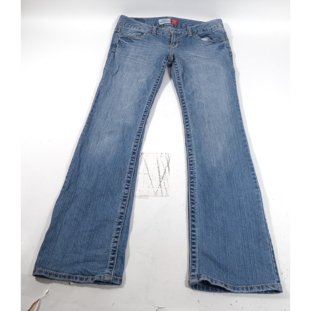 Aeropostale Jeans Women 9/10 Long Blue Chelsea Skinny Bootcut Low Rise Denim